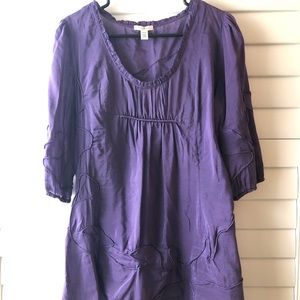 Trinity purple silk tunic length top